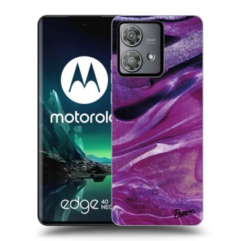 Picasee Motorola Edge 40 Neo Hülle - Schwarzes Silikon - Purple glitter