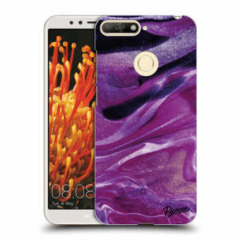 Picasee Huawei Y6 Prime 2018 Hülle - Transparentes Silikon - Purple glitter
