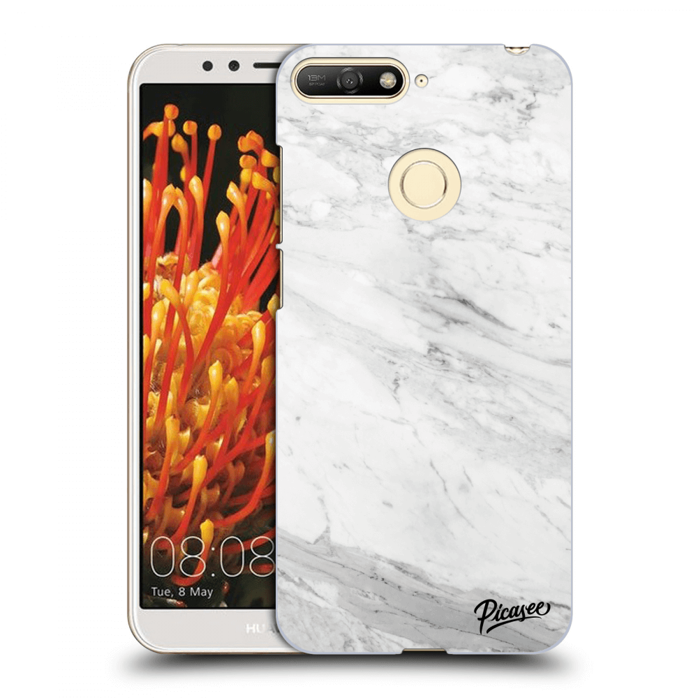 Picasee Huawei Y6 Prime 2018 Hülle - Transparentes Silikon - White marble