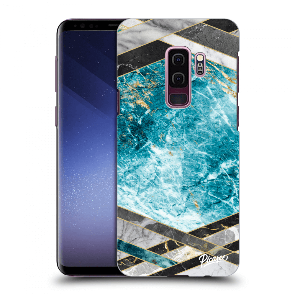 Picasee Samsung Galaxy S9 Plus G965F Hülle - Schwarzes Silikon - Blue geometry
