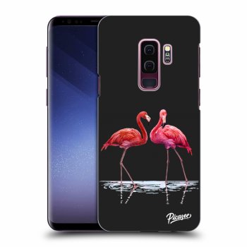 Picasee Samsung Galaxy S9 Plus G965F Hülle - Schwarzes Silikon - Flamingos couple
