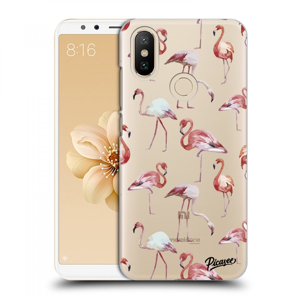 Picasee Xiaomi Mi A2 Hülle - Transparentes Silikon - Flamingos