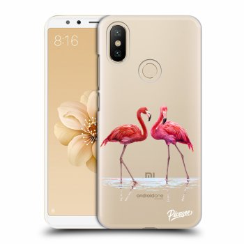 Picasee Xiaomi Mi A2 Hülle - Transparentes Silikon - Flamingos couple