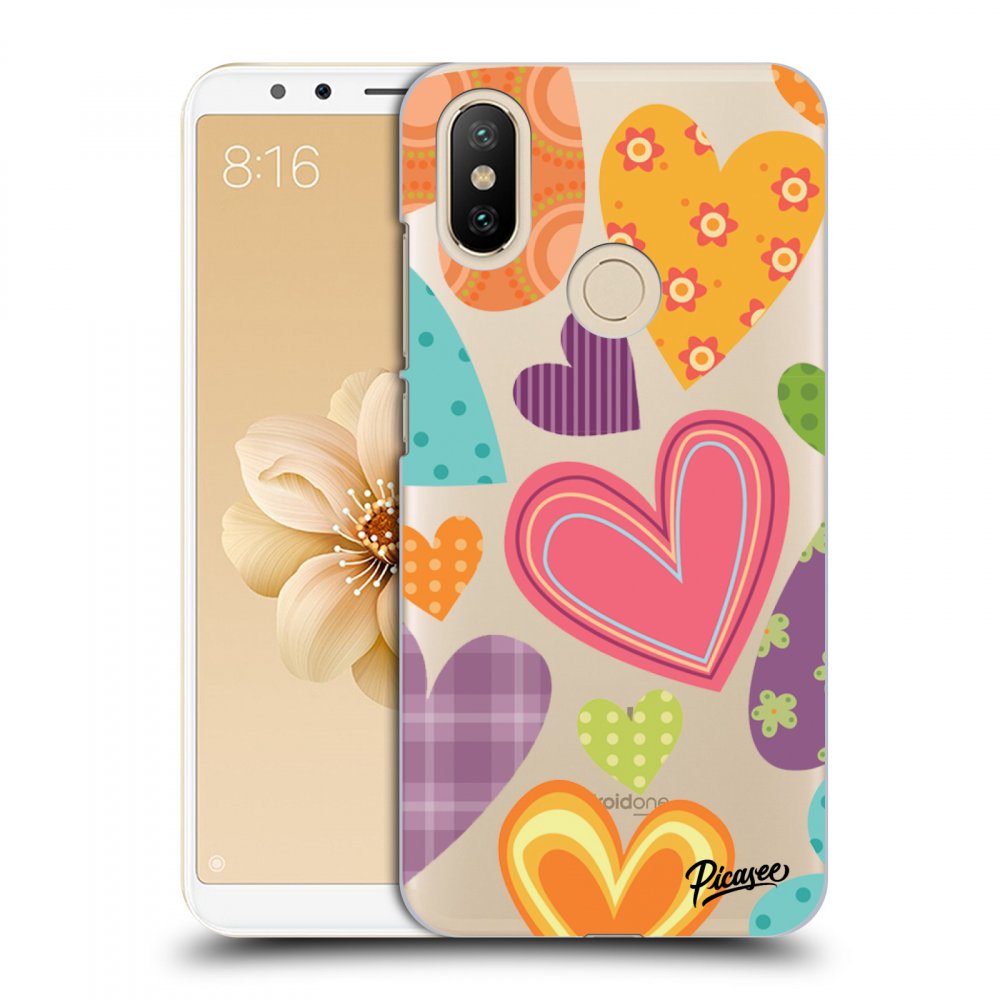 Picasee Xiaomi Mi A2 Hülle - Transparentes Silikon - Colored heart