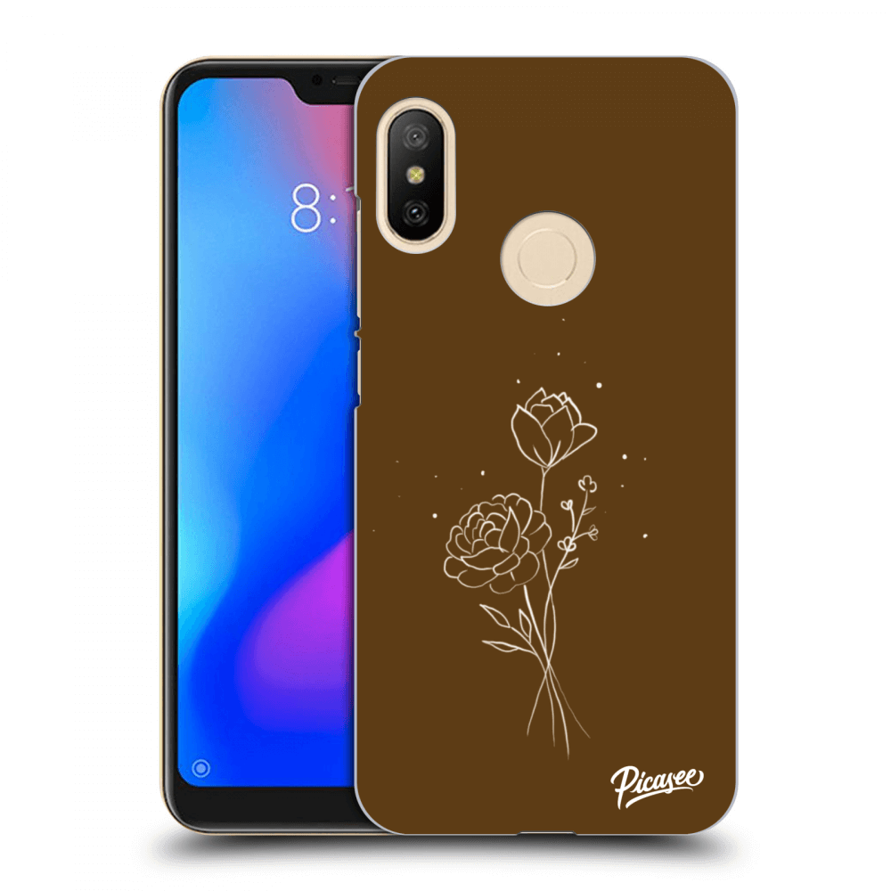 Picasee Xiaomi Mi A2 Lite Hülle - Schwarzes Silikon - Brown flowers