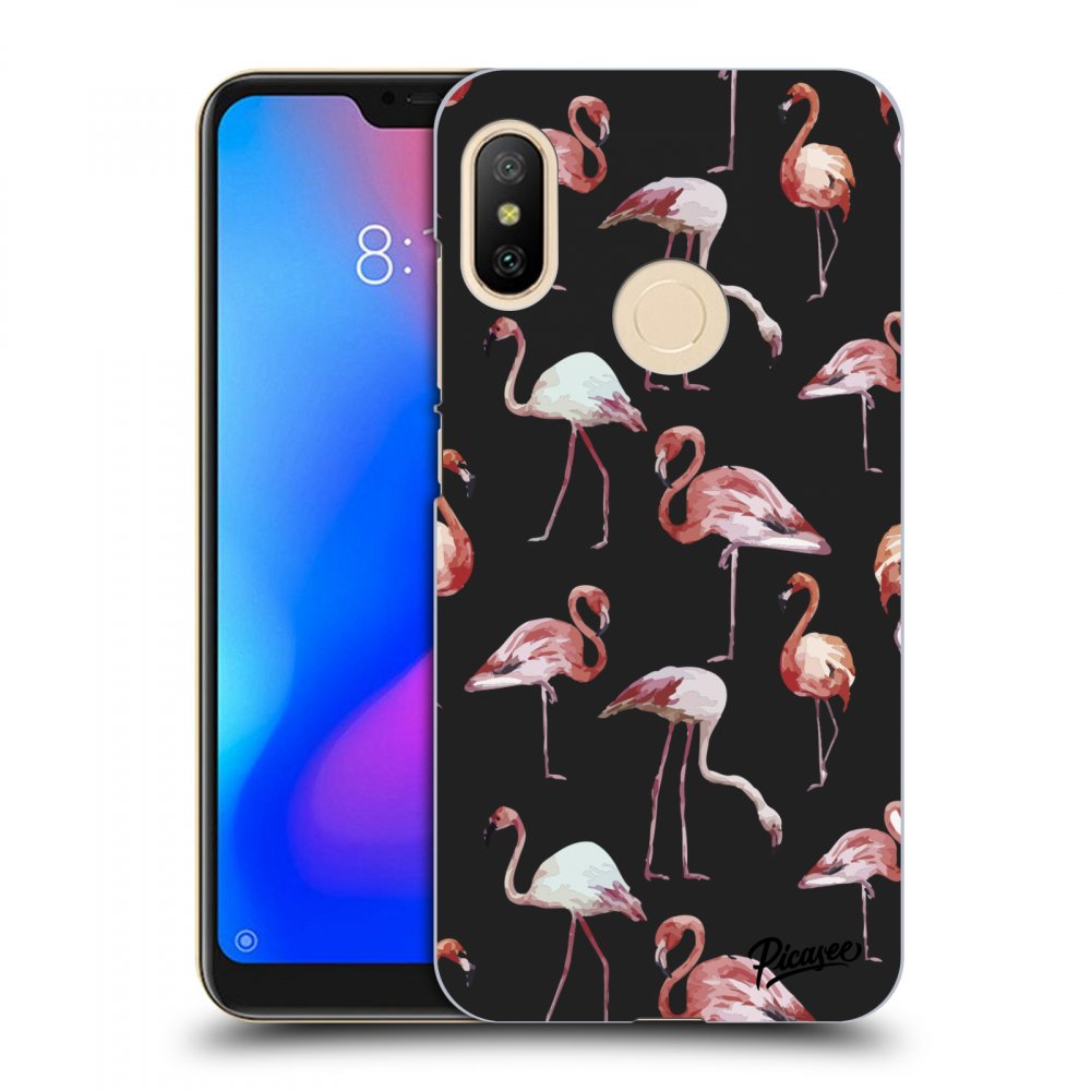 Picasee Xiaomi Mi A2 Lite Hülle - Schwarzes Silikon - Flamingos