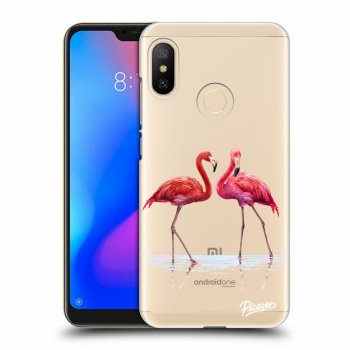 Picasee Xiaomi Mi A2 Lite Hülle - Transparentes Silikon - Flamingos couple