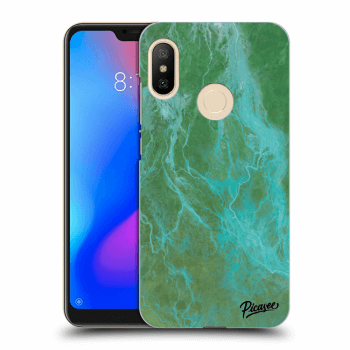 Picasee Xiaomi Mi A2 Lite Hülle - Schwarzes Silikon - Green marble