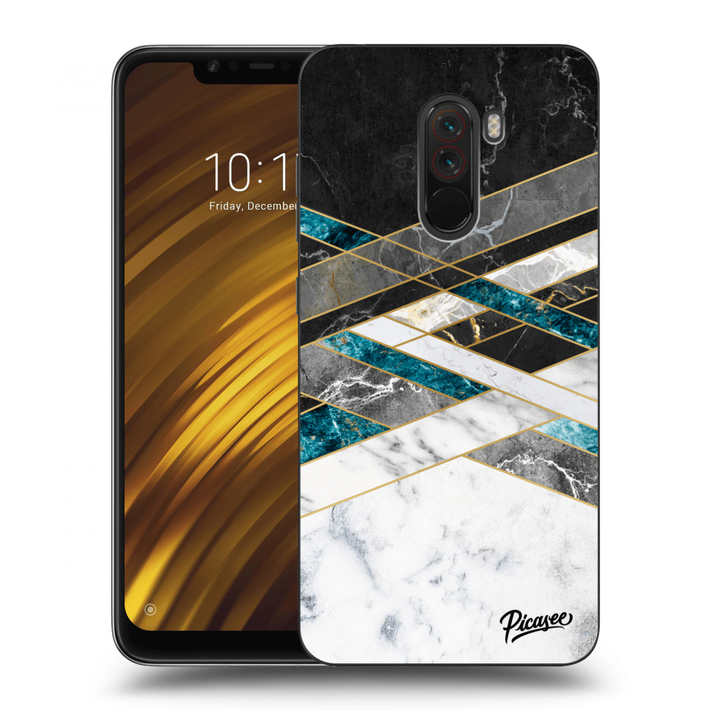 Picasee Xiaomi Pocophone F1 Hülle - Milchiges Silikon - Black & White geometry