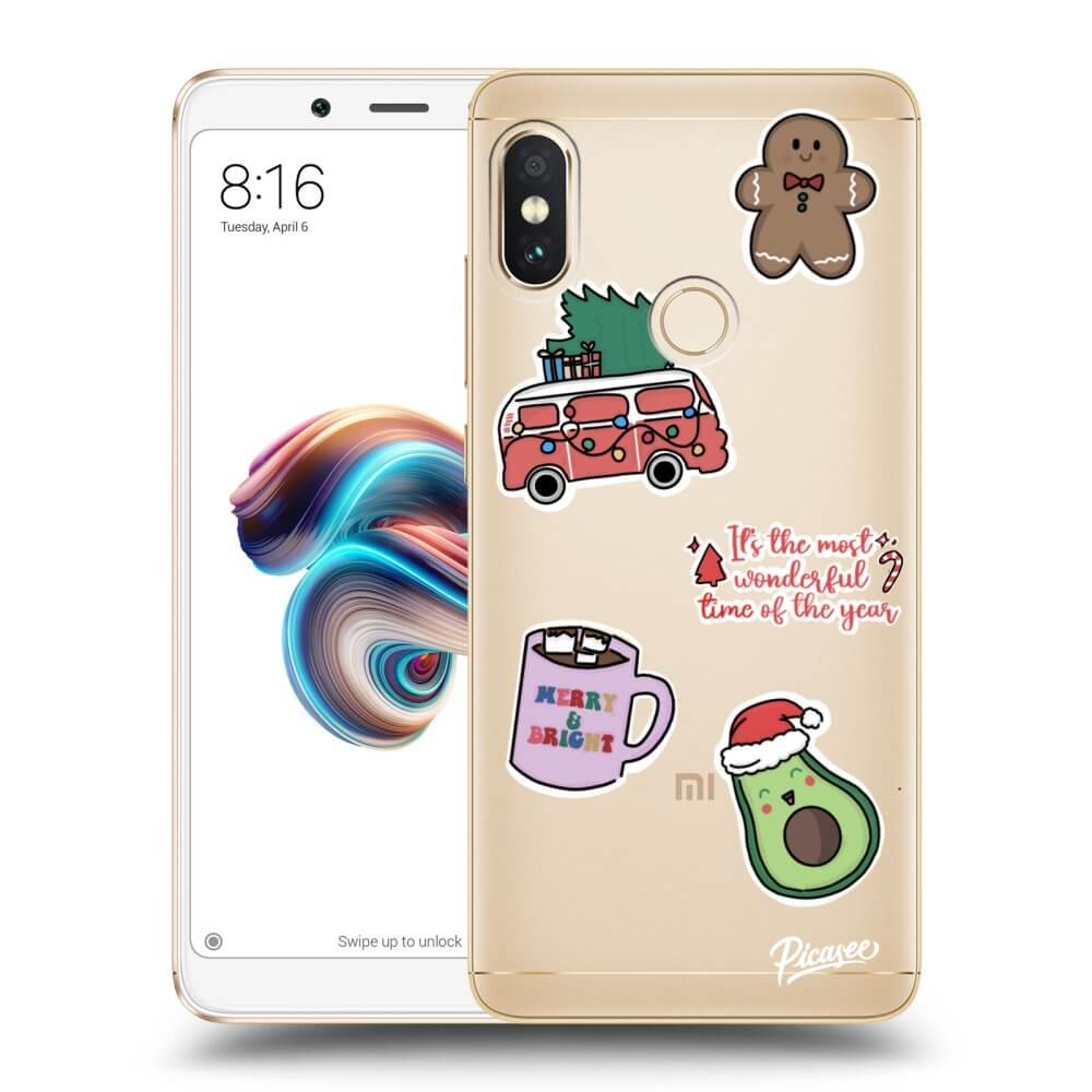 Picasee Xiaomi Redmi Note 5 Global Hülle - Transparentes Silikon - Christmas Stickers