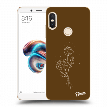 Picasee Xiaomi Redmi Note 5 Global Hülle - Transparentes Silikon - Brown flowers