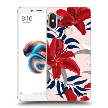 Picasee Xiaomi Redmi Note 5 Global Hülle - Transparentes Silikon - Red Lily