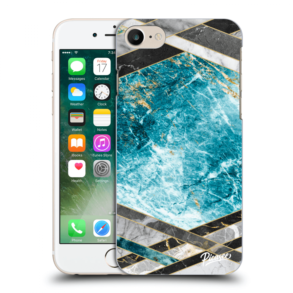 Picasee Apple iPhone 7 Hülle - Transparentes Silikon - Blue geometry