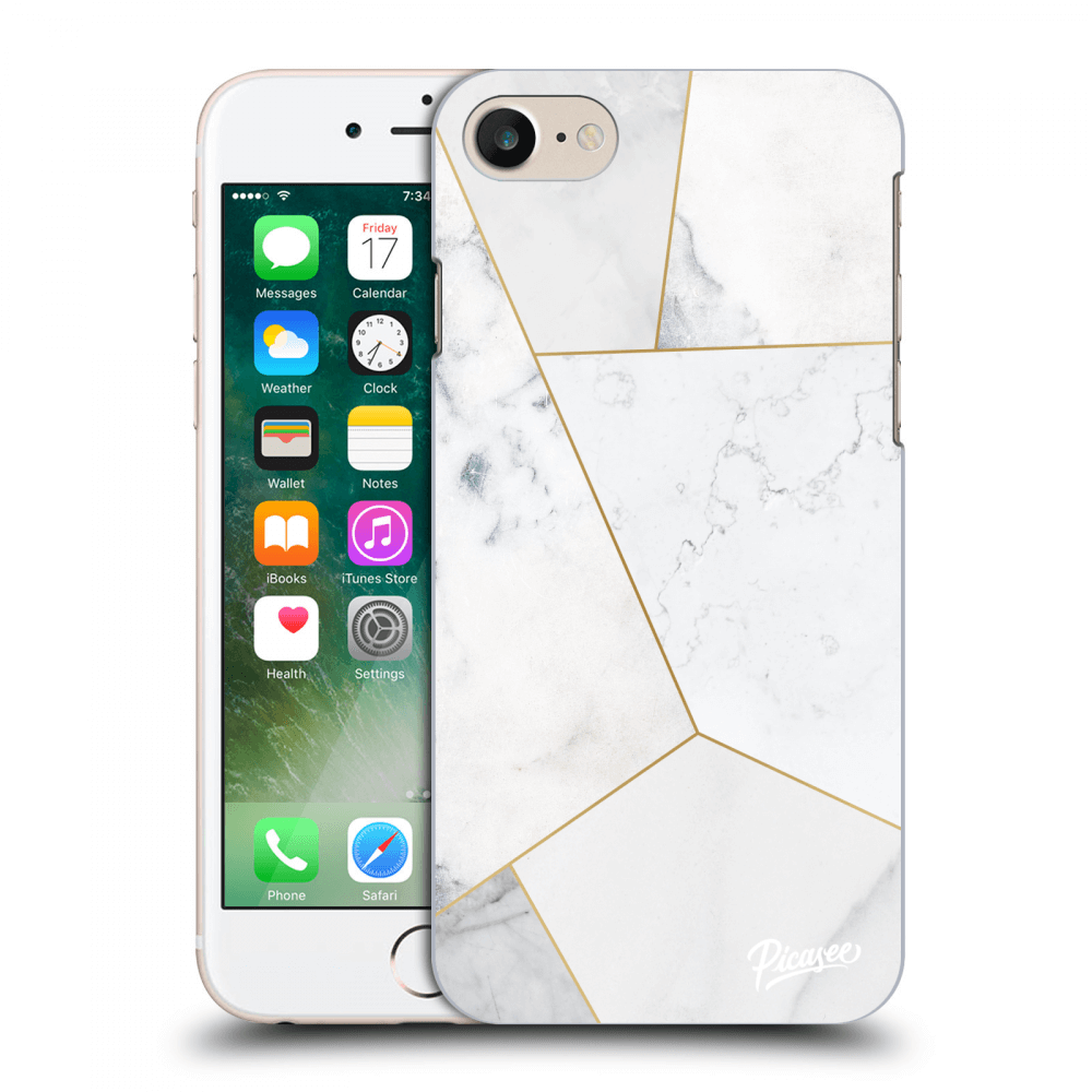 Picasee Apple iPhone 7 Hülle - Transparentes Silikon - White tile