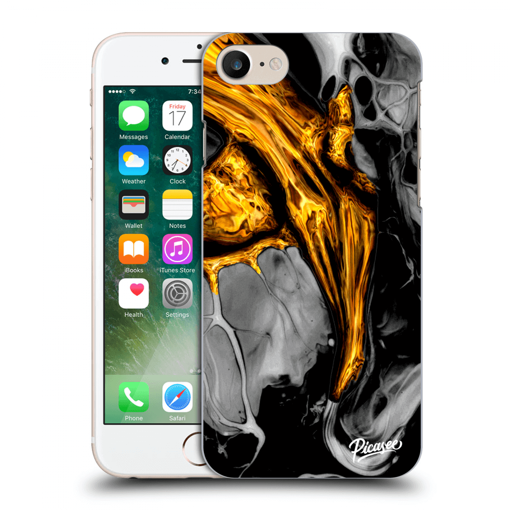 Picasee Apple iPhone 7 Hülle - Transparentes Silikon - Black Gold