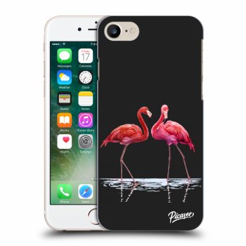 Picasee Apple iPhone 7 Hülle - Schwarzes Silikon - Flamingos couple