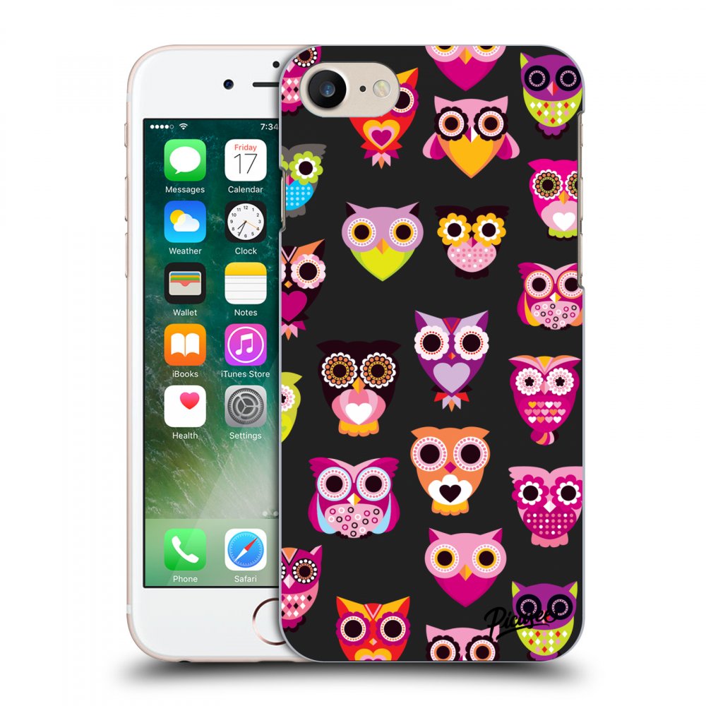 Picasee Apple iPhone 7 Hülle - Schwarzes Silikon - Owls