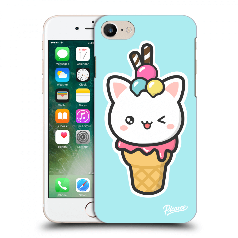 Picasee Apple iPhone 7 Hülle - Transparentes Silikon - Ice Cream Cat