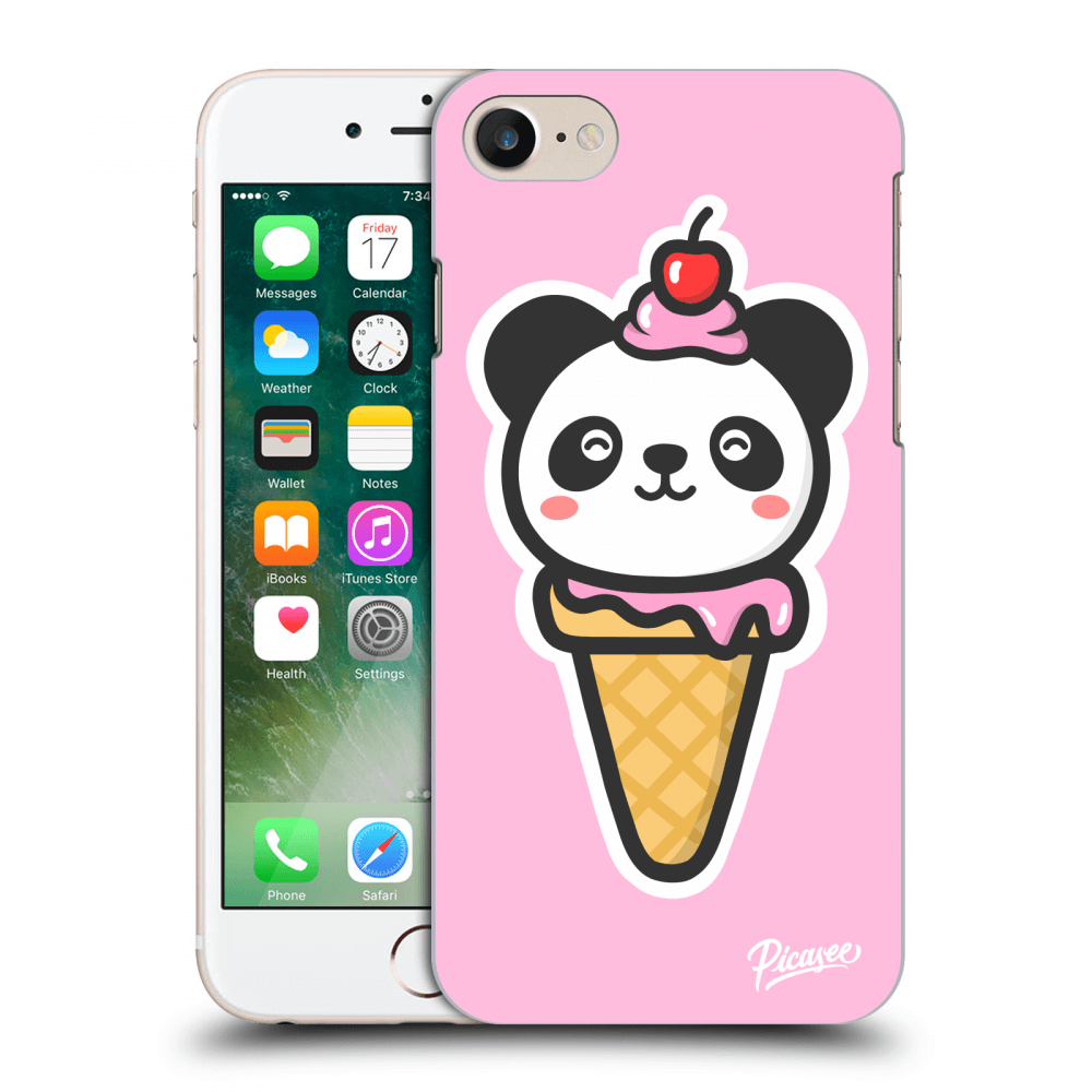 Picasee Apple iPhone 7 Hülle - Schwarzes Silikon - Ice Cream Panda