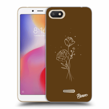 Picasee Xiaomi Redmi 6A Hülle - Transparentes Silikon - Brown flowers