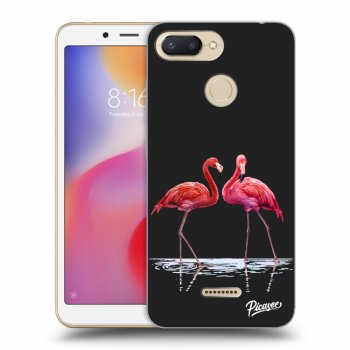 Picasee Xiaomi Redmi 6 Hülle - Schwarzes Silikon - Flamingos couple