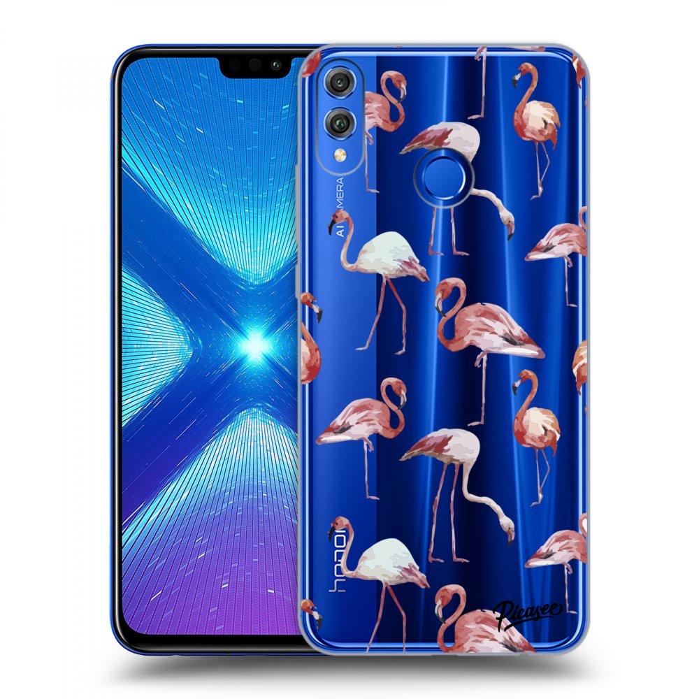 Picasee Honor 8X Hülle - Transparentes Silikon - Flamingos