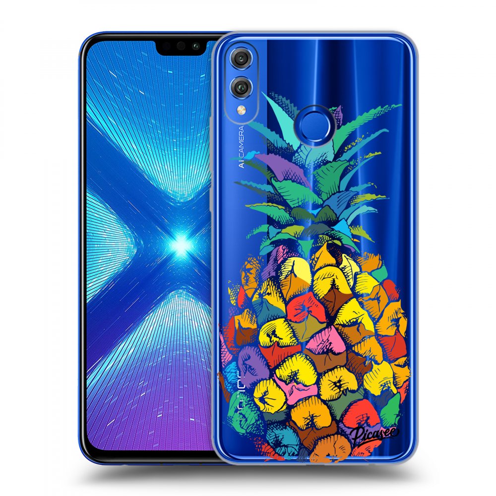 Picasee Honor 8X Hülle - Transparentes Silikon - Pineapple