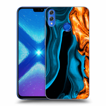 Picasee Honor 8X Hülle - Transparentes Silikon - Gold blue