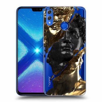 Picasee Honor 8X Hülle - Transparentes Silikon - Gold - Black