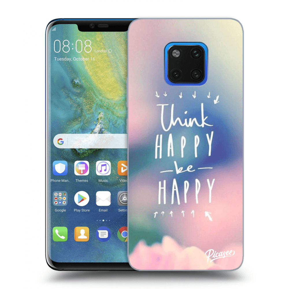 Picasee Huawei Mate 20 Pro Hülle - Transparentes Silikon - Think happy be happy