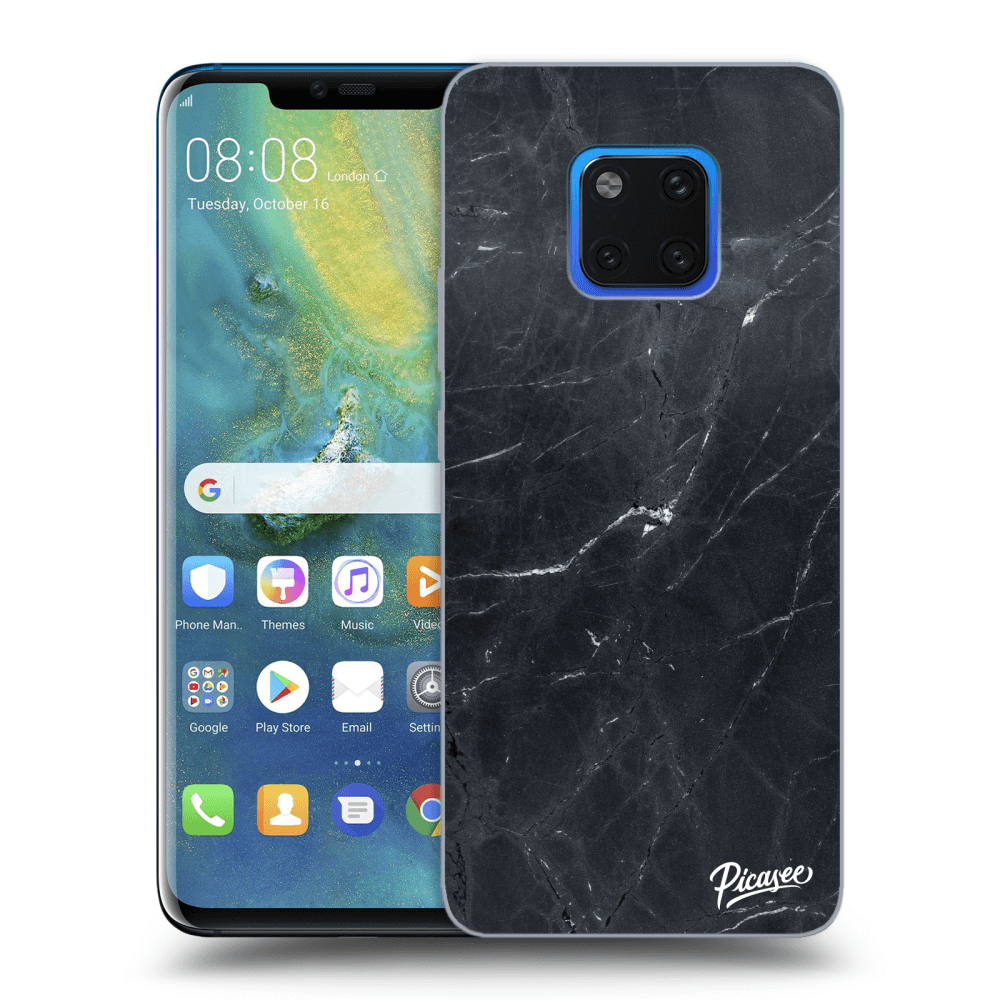 Picasee Huawei Mate 20 Pro Hülle - Schwarzes Silikon - Black marble