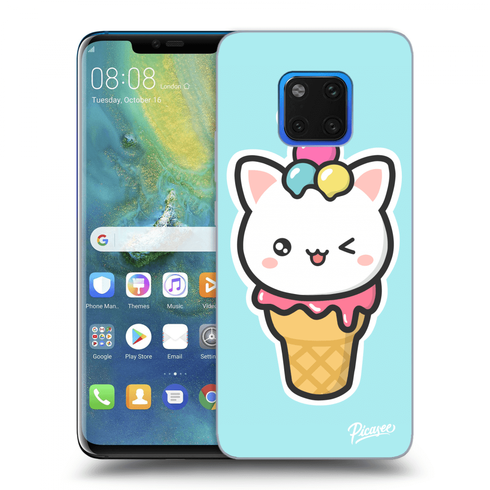 Picasee Huawei Mate 20 Pro Hülle - Schwarzes Silikon - Ice Cream Cat