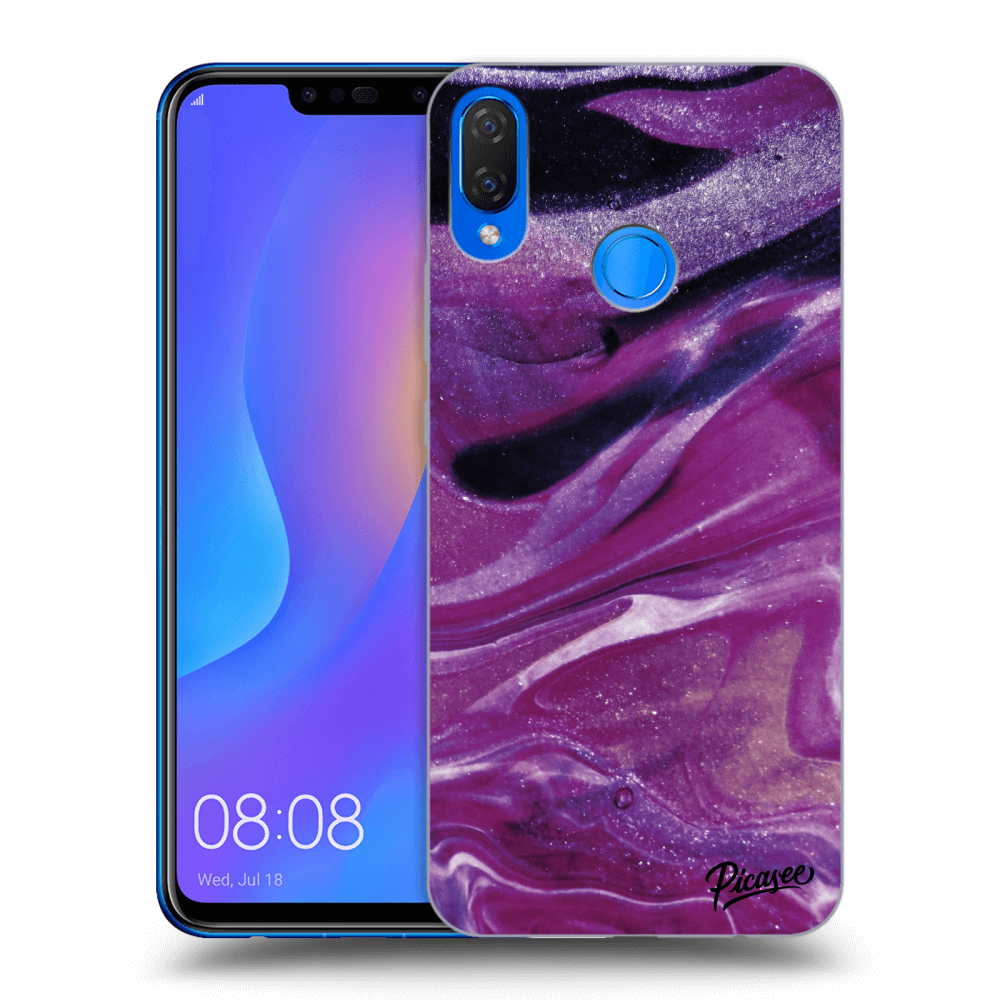 Picasee Huawei Nova 3i Hülle - Schwarzes Silikon - Purple glitter