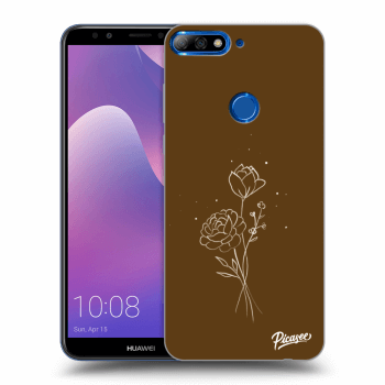 Picasee Huawei Y7 Prime (2018) Hülle - Schwarzes Silikon - Brown flowers
