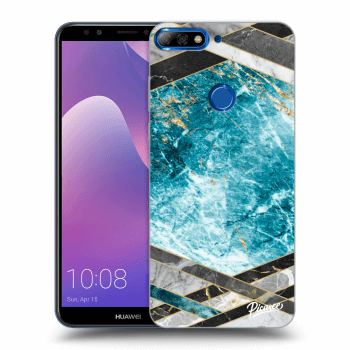 Picasee Huawei Y7 Prime (2018) Hülle - Transparentes Silikon - Blue geometry