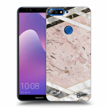 Picasee Huawei Y7 Prime (2018) Hülle - Schwarzes Silikon - Pink geometry