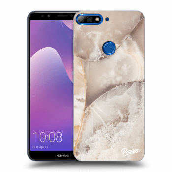 Picasee Huawei Y7 Prime (2018) Hülle - Schwarzes Silikon - Cream marble