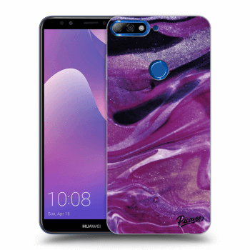 Picasee Huawei Y7 Prime (2018) Hülle - Schwarzes Silikon - Purple glitter