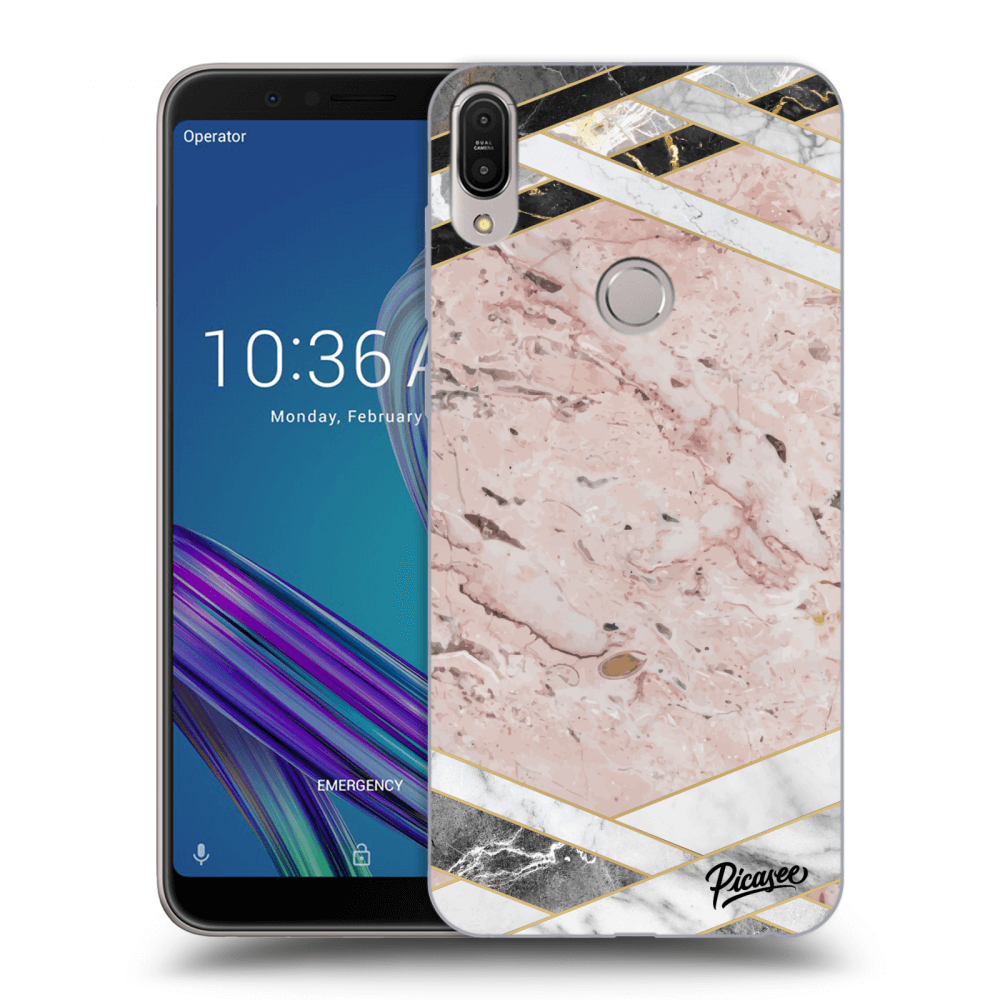 Picasee Asus ZenFone Max Pro (M1) ZB602KL Hülle - Transparentes Silikon - Pink geometry