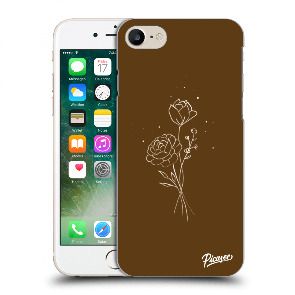 Picasee Apple iPhone 8 Hülle - Schwarzes Silikon - Brown flowers