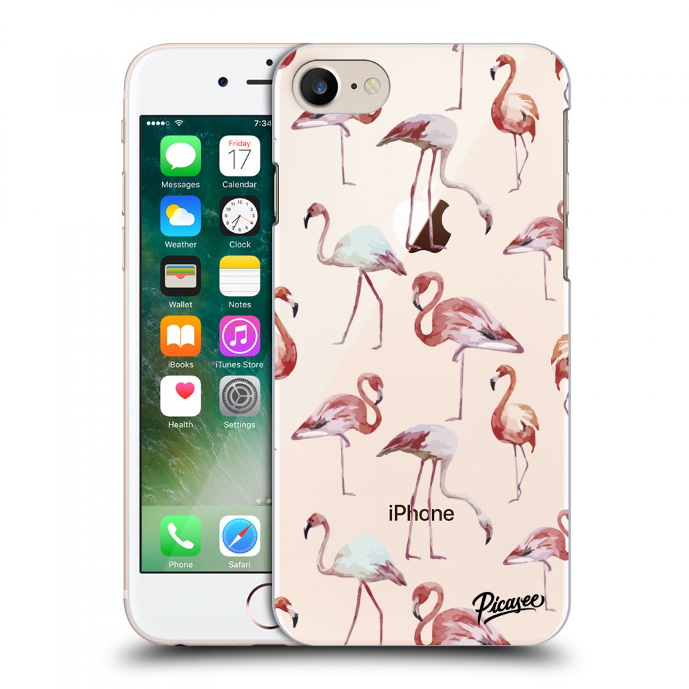 Picasee Apple iPhone 8 Hülle - Transparentes Silikon - Flamingos