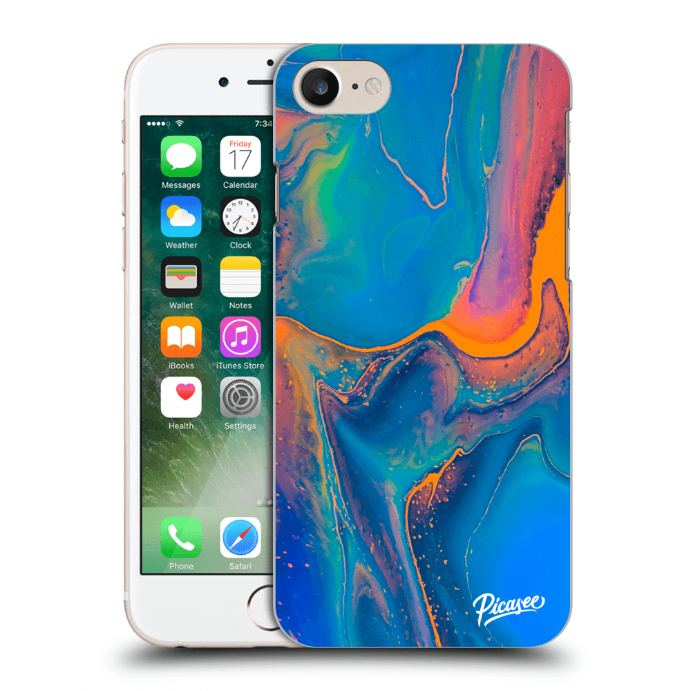 Picasee Apple iPhone 8 Hülle - Schwarzes Silikon - Rainbow
