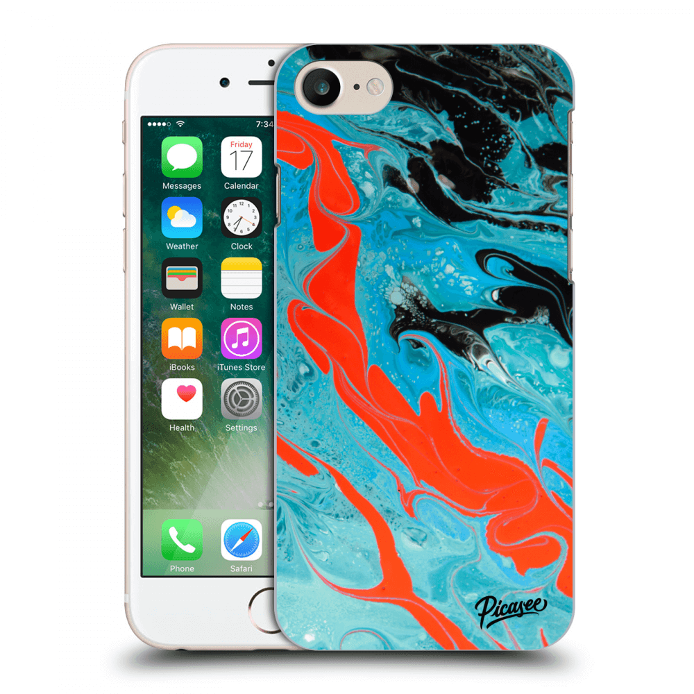 Picasee Apple iPhone 8 Hülle - Transparentes Silikon - Blue Magma