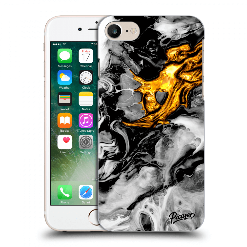 Picasee Apple iPhone 8 Hülle - Transparentes Silikon - Black Gold 2