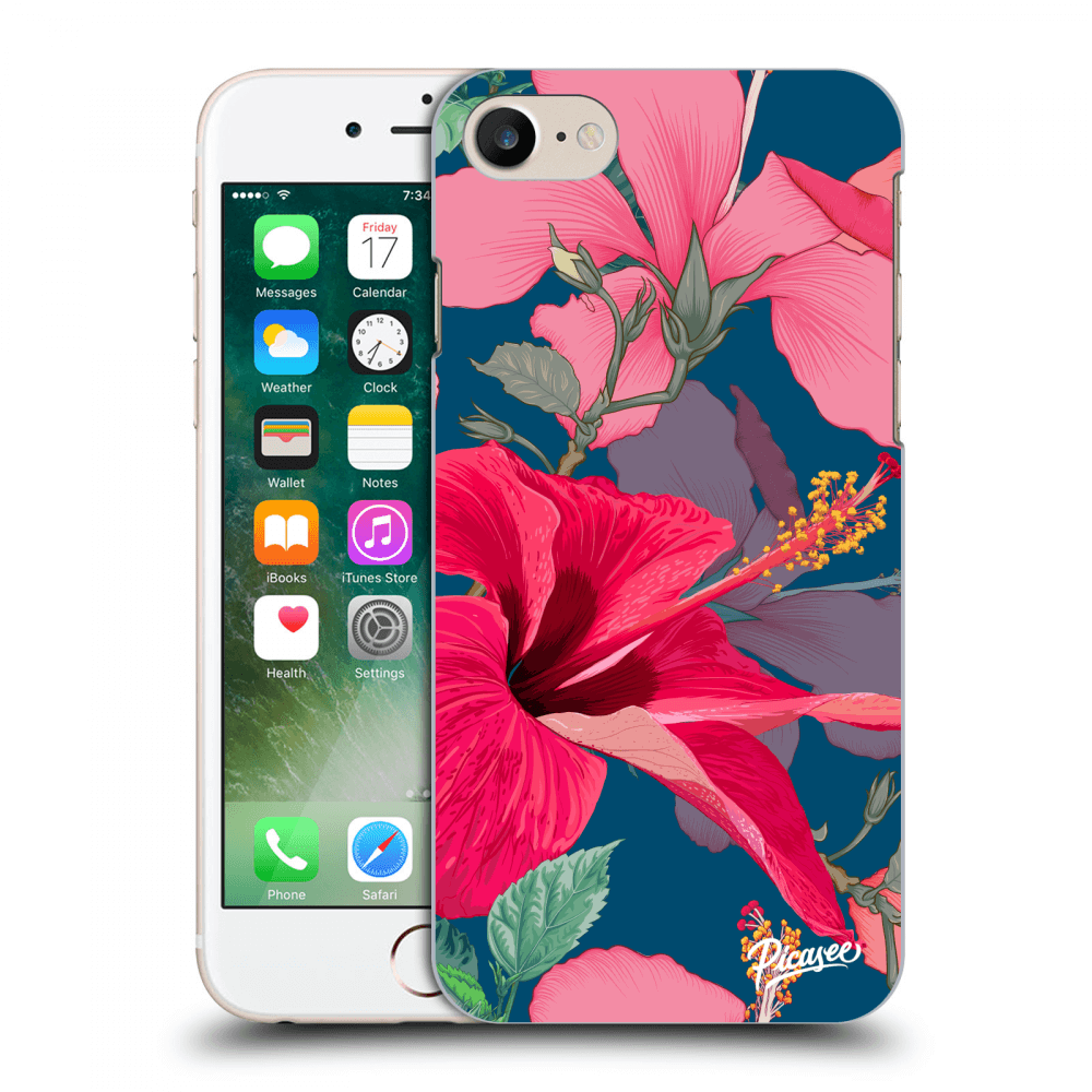 Picasee Apple iPhone 8 Hülle - Transparentes Silikon - Hibiscus