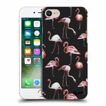Picasee Apple iPhone 8 Hülle - Schwarzes Silikon - Flamingos