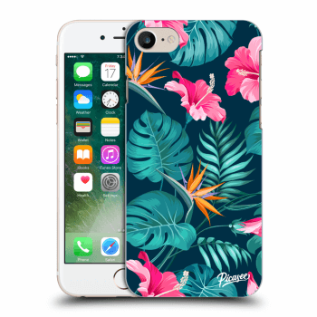 Picasee Apple iPhone 8 Hülle - Schwarzes Silikon - Pink Monstera