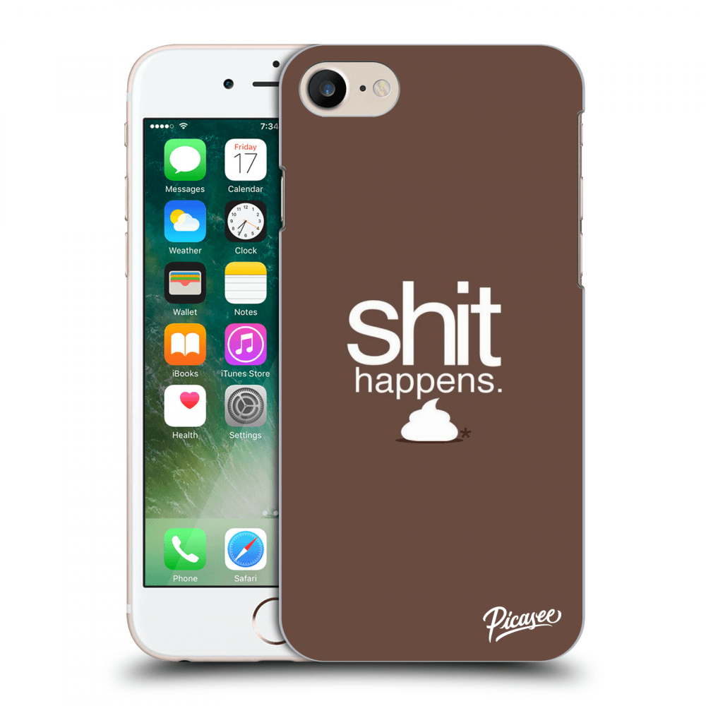 Picasee Apple iPhone 8 Hülle - Transparentes Silikon - Shit happens