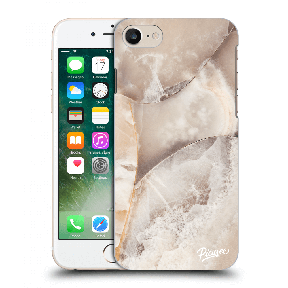 Picasee Apple iPhone 8 Hülle - Schwarzes Silikon - Cream marble
