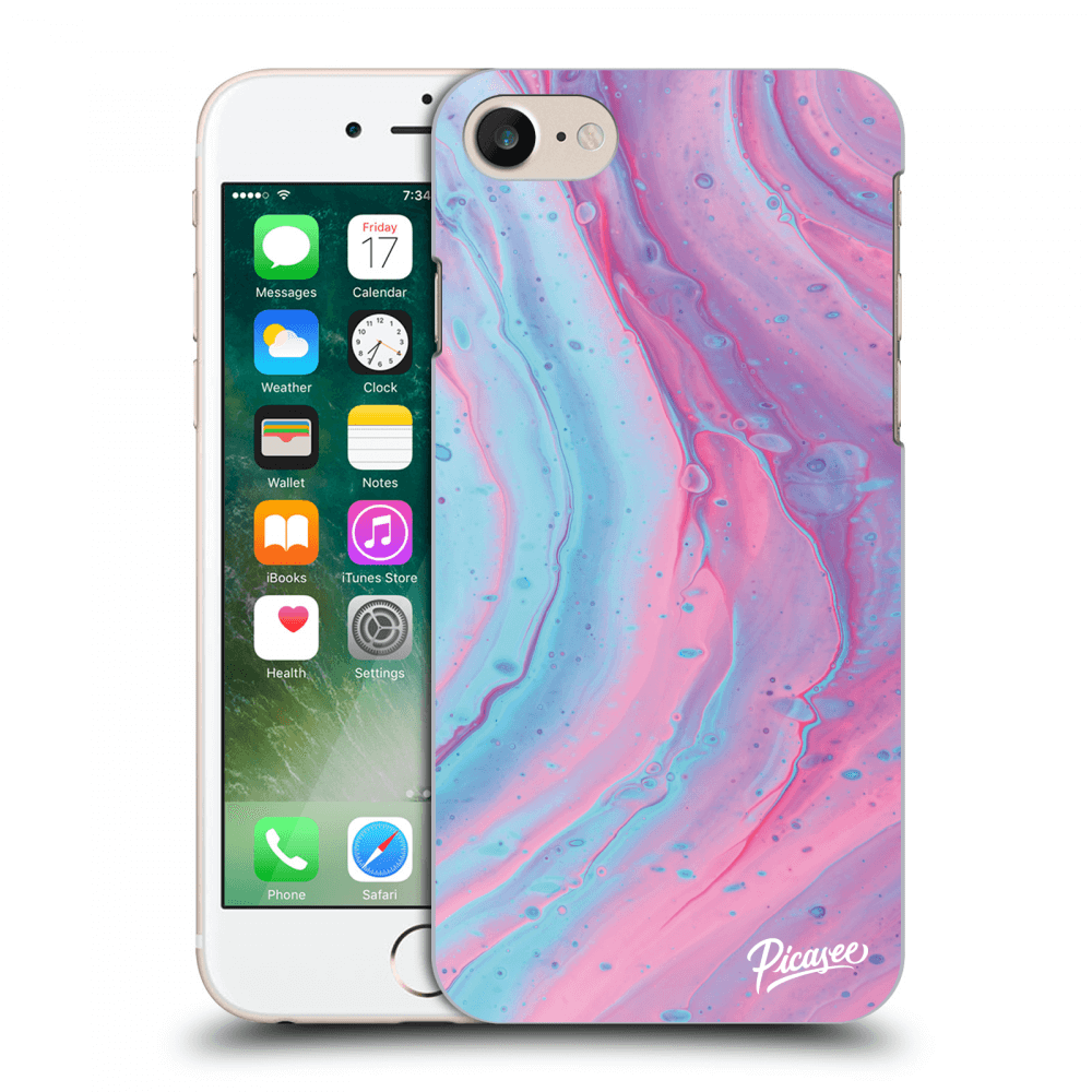 Picasee Apple iPhone 8 Hülle - Transparentes Silikon - Pink liquid